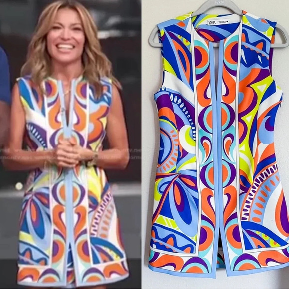 NWOT Zara Womens  Printed Colorful Groovy Funky Mini Sleeveless Dress - Picture 4 of 9